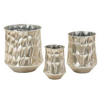 DEKOVASEN IM 3ER-SET, silberfarben, Eisen, Höhen 38,5, 33 und 26,5 cm - Silberfarben, Metall (39cm) - Mauro Ferretti