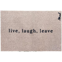 OUTDOOR FUßMATTE "Axel" mit Spruch "live, laugh, leave" Beige 50 x 75 cm - Beige/Schwarz, Kunststoff/Textil (50/75cm) - MAD ABOUT MATS