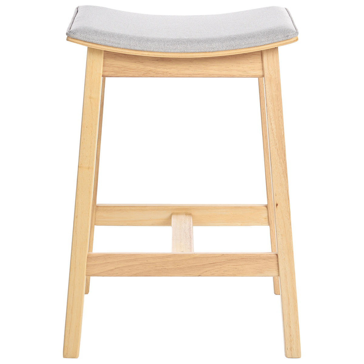 BARHOCKER 2er-Set Hellbraun/Grau Dixon - Braun/Grau, Holz (45/63/39cm) - Beliani