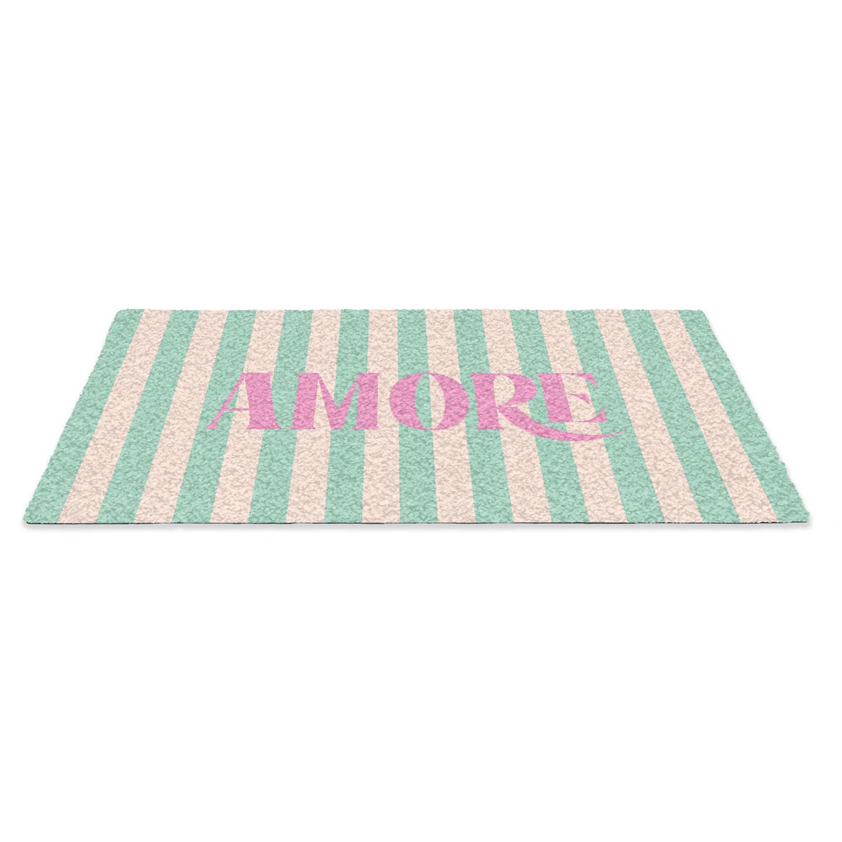 FUSSMATTE Rosa – Grün – Streifen – Amore 60x40 cm - Mintgrün, Kunststoff (60/0.4cm) - MuchoWow