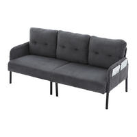 SOFA Dreisitzer mit Seitentasche 171 x 72 x 80 cm Cord Gray - Grau, Kunststoff (171/80/72cm) - Meubliv