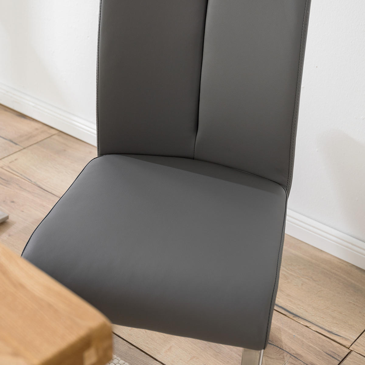 FREISCHWINGER - 2er-Set - Kunstleder / Edelstahl - Grau, Kunststoff/Metall (45/102/58cm) - home24