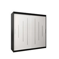 SCHWEBETÜRENSCHRANK 200/200/62 2-türig - Silberfarben/Schwarz, Holz/Kunststoff (200/200/62cm) - Abiks Möbel