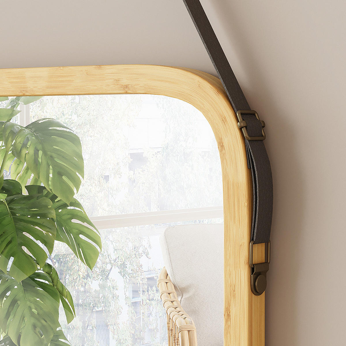 KOUPELNOVÉ ZRCADLO Mirno Bambus - zelená barva, kompozitní dřevo (34/1.5/41.5cm) - Vicco