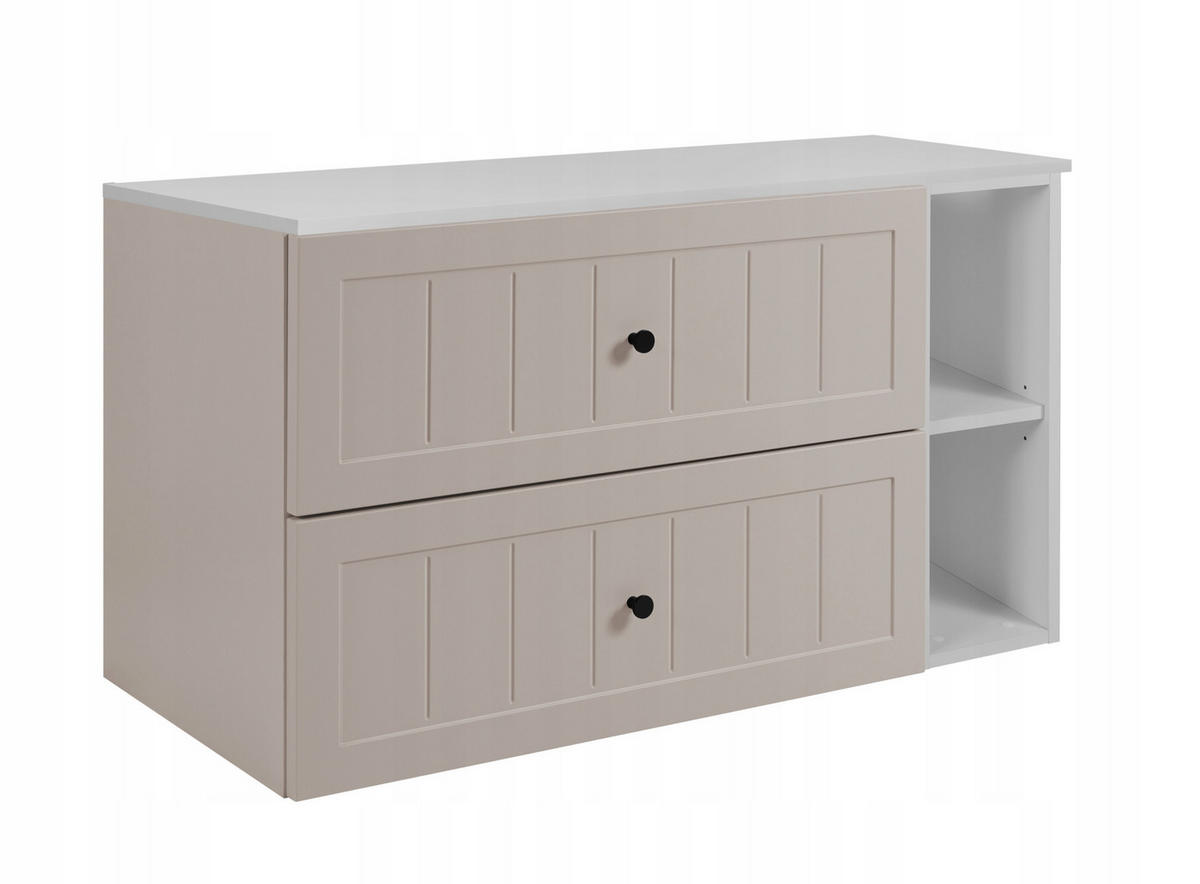 WASCHBECKUNTERSCHRANK GUSTO 80 cm mit Arbeitsplatte Farbe: Mattweiß mit einem Regal Kaschmir - Kaschmir/Weiß, Holzwerkstoff (80/58/46cm) - Rodan