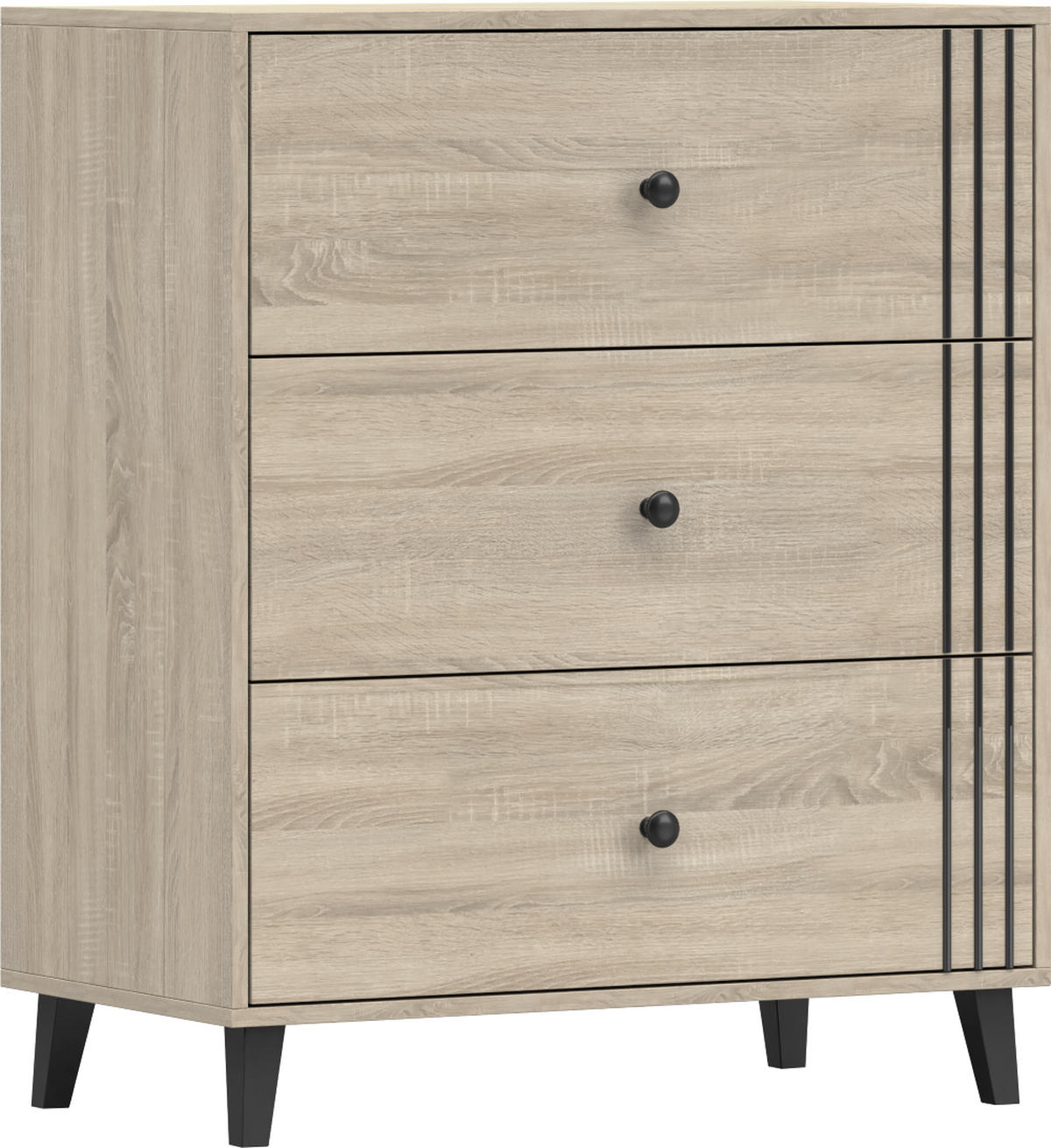 KOMMODE 80/96/45 cm Fox 3S02 Sonoma Eiche/Sonoma Eiche - Sonoma Eiche, Holzwerkstoff (80/96/45cm) - imoebel24