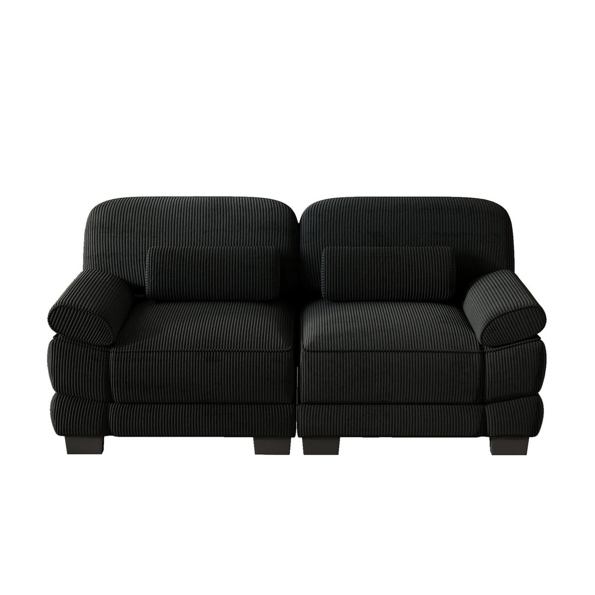 2-SITZER-SOFA modular mit Lendenkissen, DE-42659, Schwarz - Schwarz, Holz (194/94/88.5cm) - ComfortXL