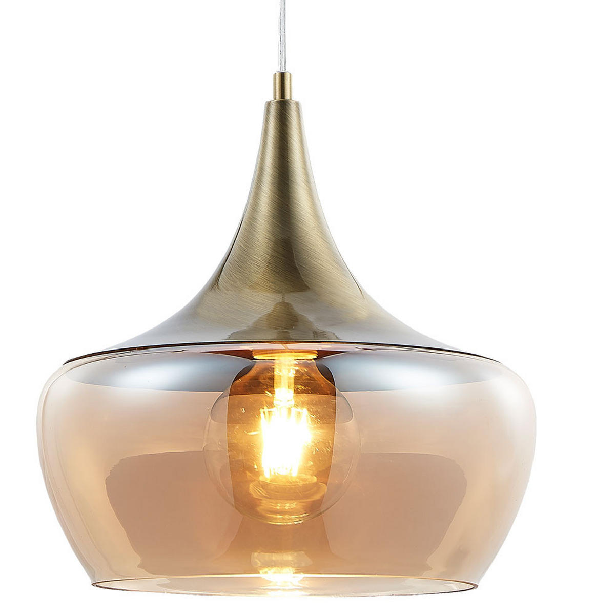 LED HÄNGELEUCHTE Messing Antik Orange - Orange, Glas (30/30/150cm) - Nowa