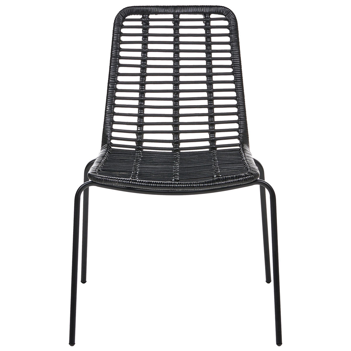 ESSZIMMERSTUHL 2er-Set Rattan Schwarz Taos - Schwarz, Naturmaterialen (56/82/55cm) - Beliani