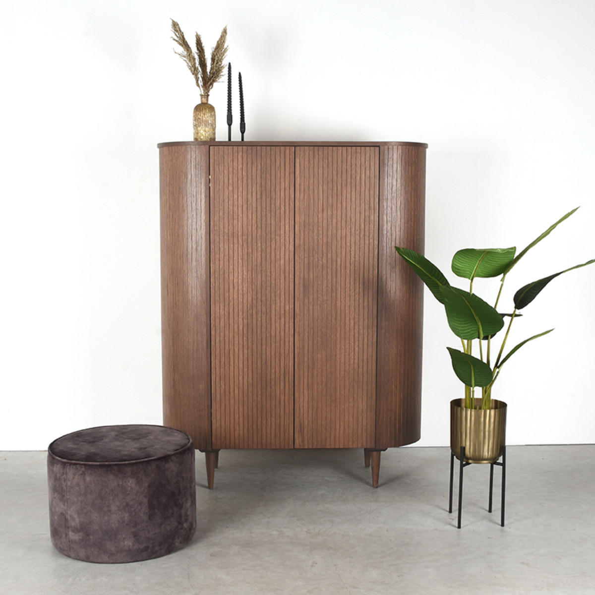 SCHRANK Oliva Braun 47/125/158 cm - Braun, Holz (125/158/47cm) - LABEL51