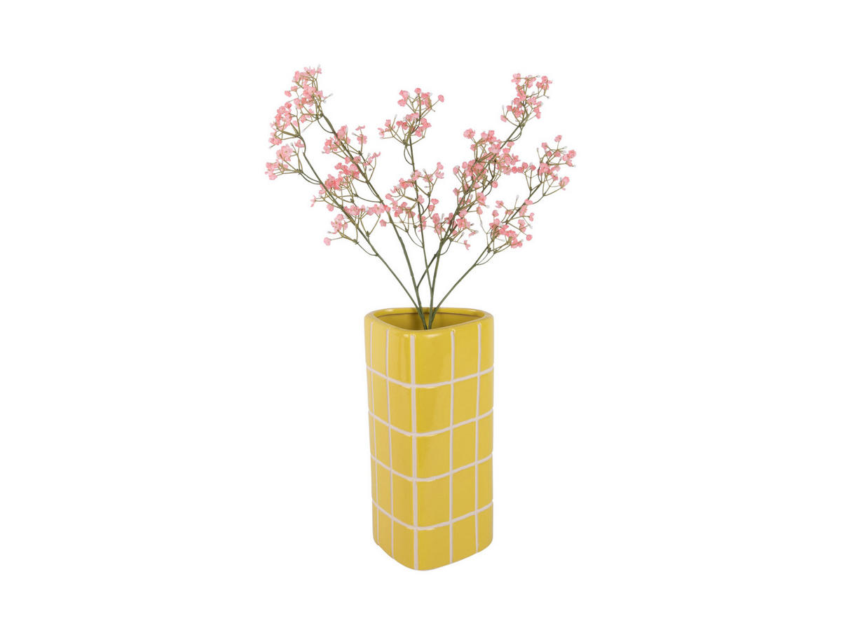 VASE Retro Tiles Triangular Medium - Gelb - 12,6/11,5/26 cm - Gelb, Stein (26cm) - Present Time