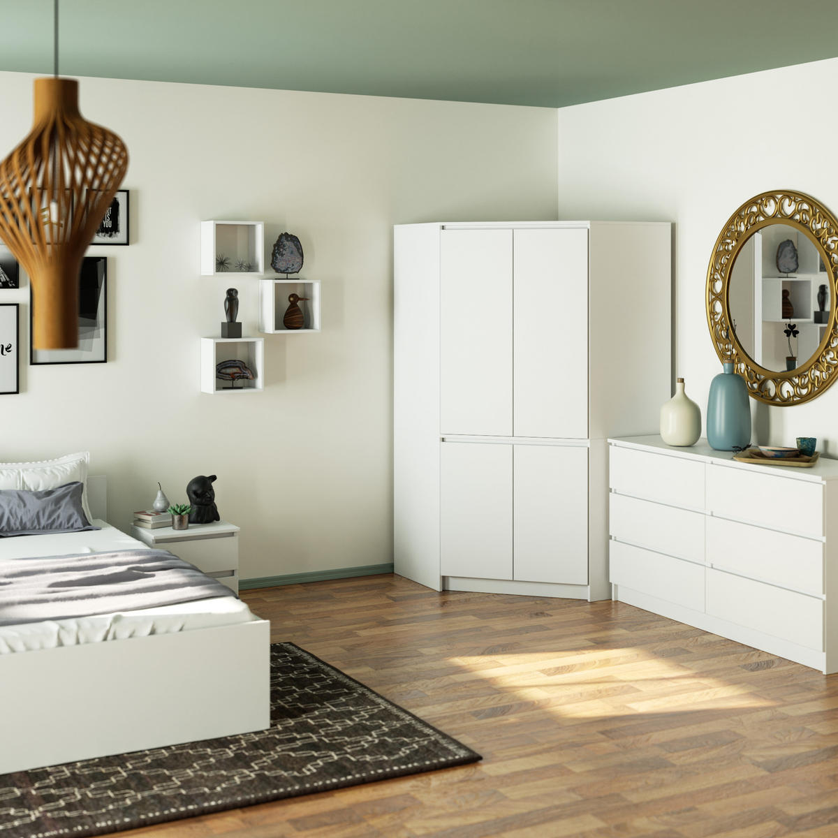 KLEIDERSCHRANK Weiß 180/100/50 - Weiß, Holzwerkstoff (100/180/50cm) - RAUMHIRSCH FURNITURE