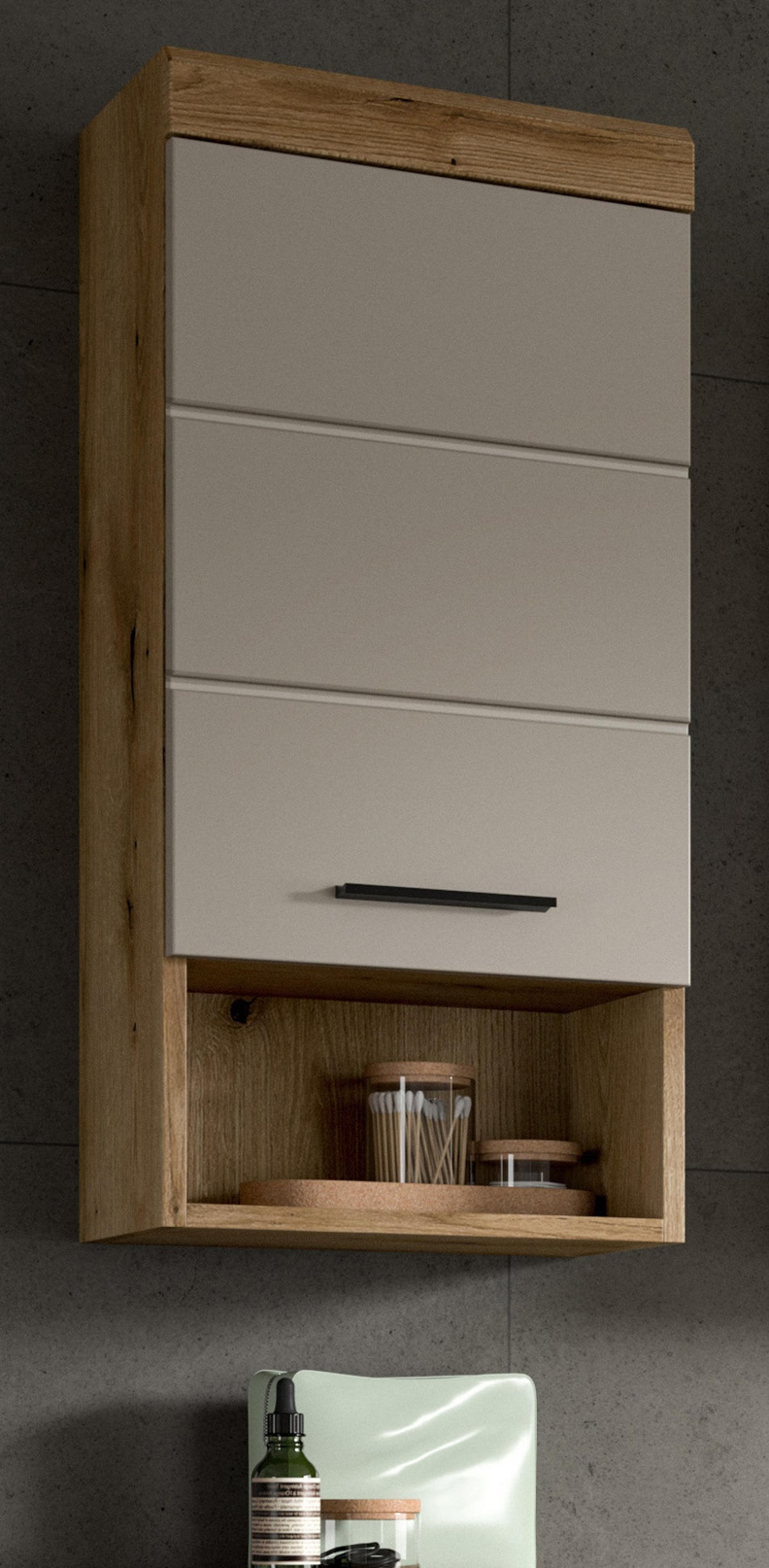 HÄNGESCHRANK Sand Kaschmir, Evoke Eiche, Badschrank hängend 37 cm - Kaschmir/Eichefarben, Holzwerkstoff/Kunststoff (37/79/24cm) - Inn.Furn