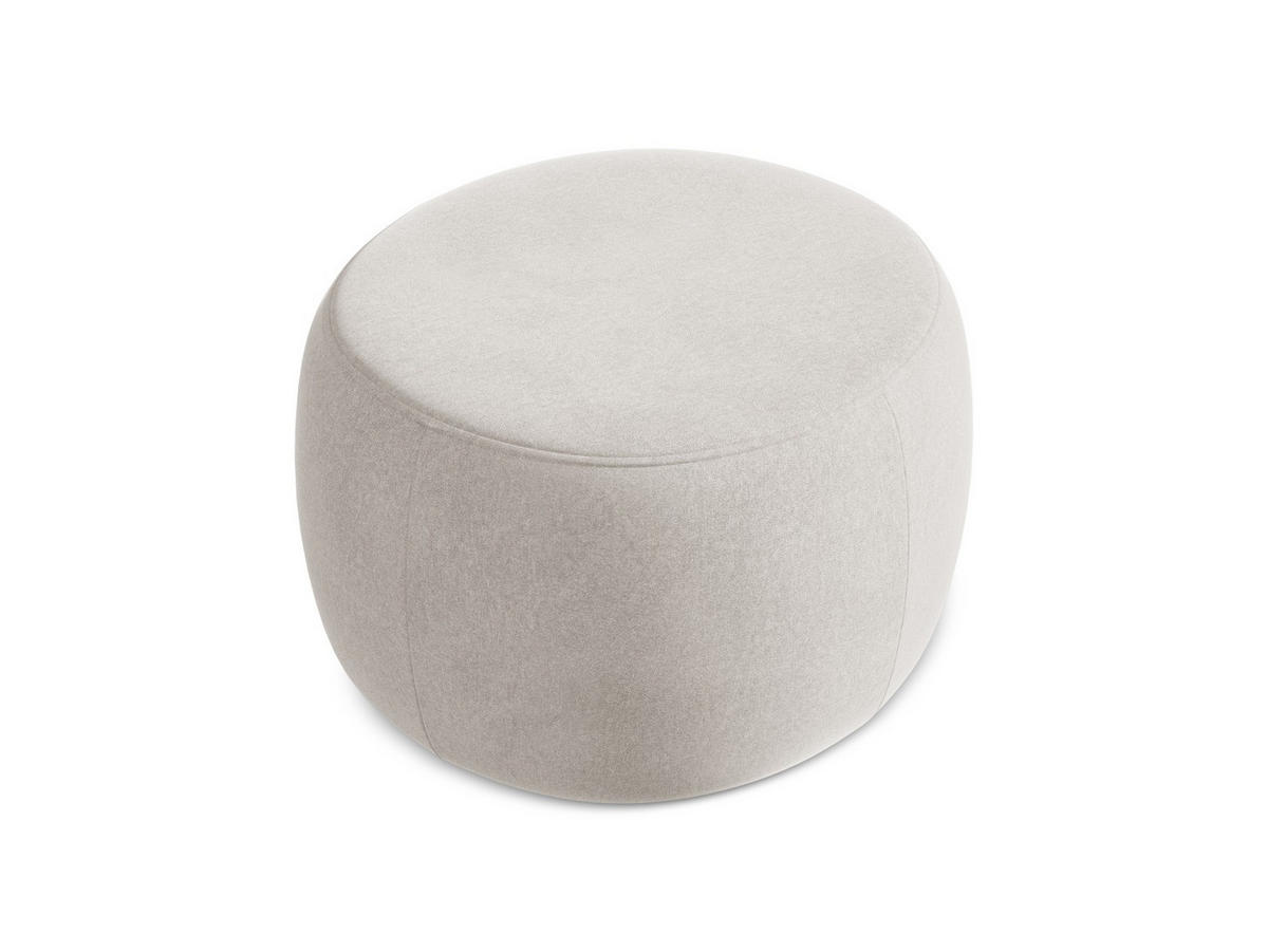 POUF Samt Stoff Beige - Beige/Creme, Kunststoff/Textil (76/44/67cm) - Makamii