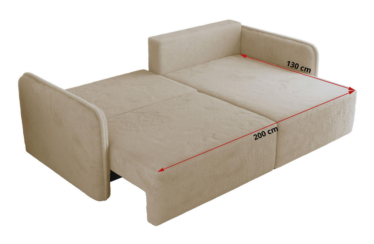 ECKSCHLAFSOFA MESTO L Creme Plüsch - links - Creme/Schwarz, Kunststoff/Textil (227/147cm) - MKS