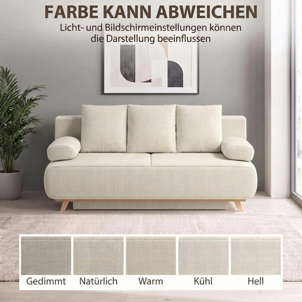 BÄDDSOFFA i manchester, beige - Beige, Textil/Plast (100/84/188cm) - HOMCOM