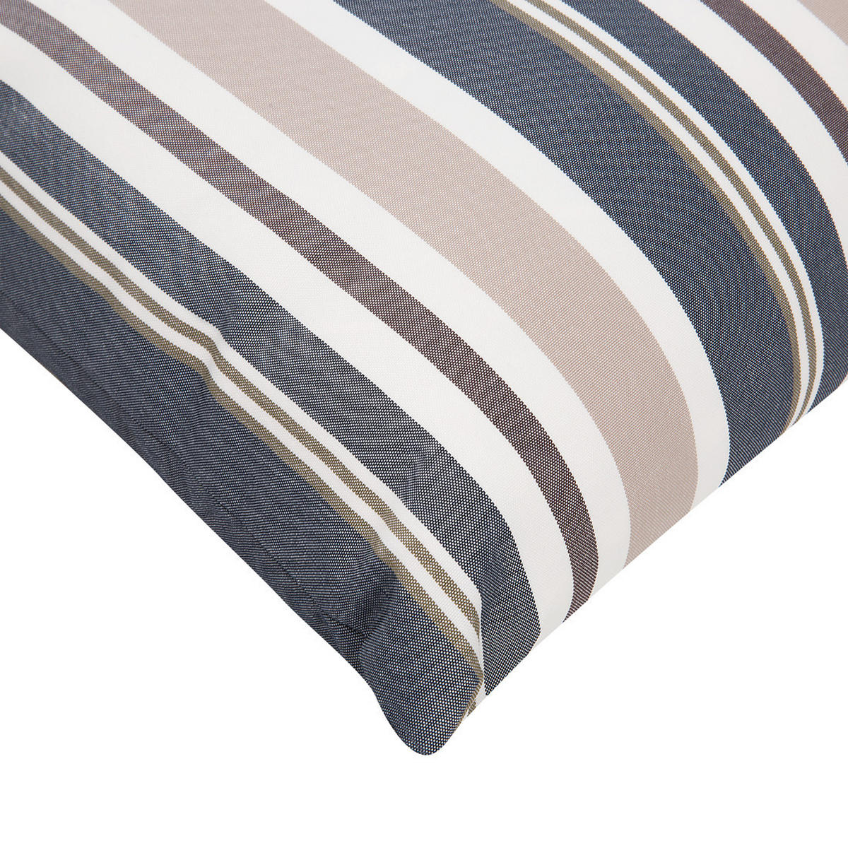GARTENKISSEN 2er-Set dunkelblau/beige gestreift 40/40 cm Kastos - Hellbraun, Textil (40/40cm) - Beliani