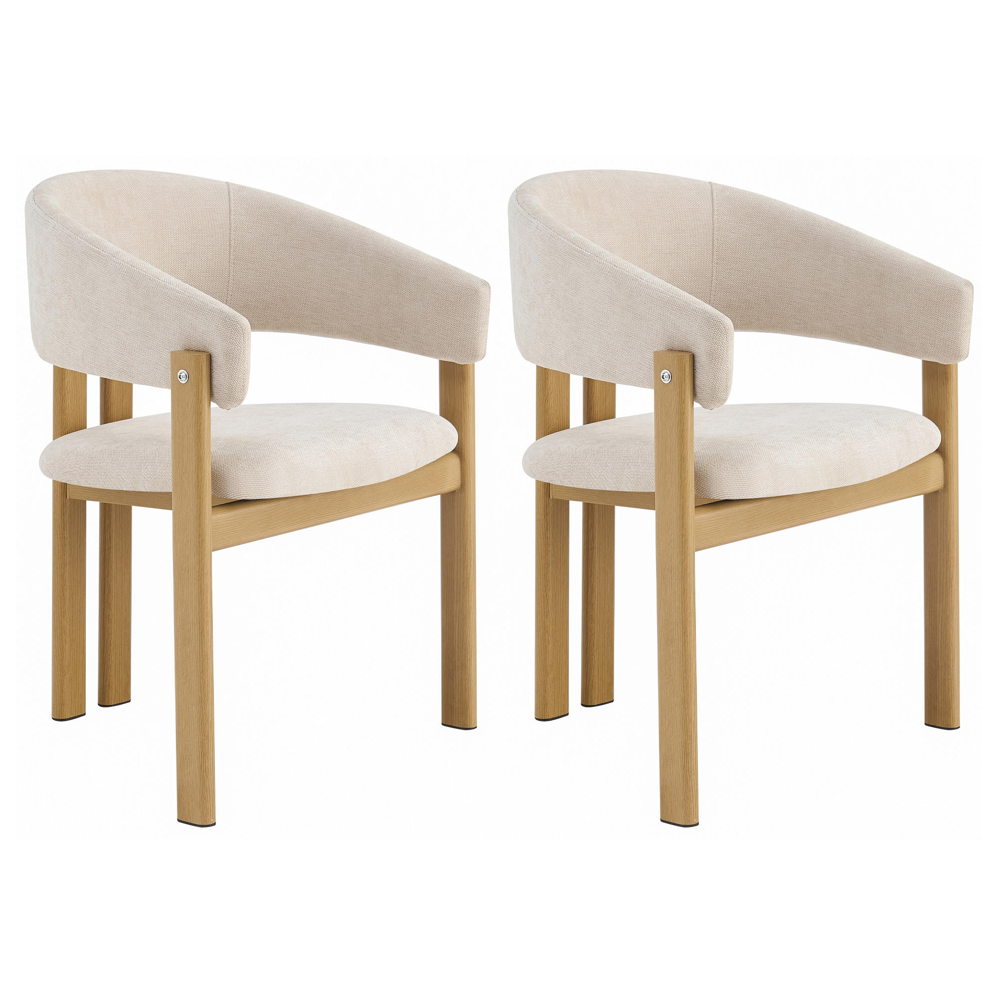ESSZIMMERSTÜHLE 2er-Set Metall Holzoptik Leinen Natur - Naturfarben, Naturmaterialien (61.5/83/52.5cm) - FLIEKS