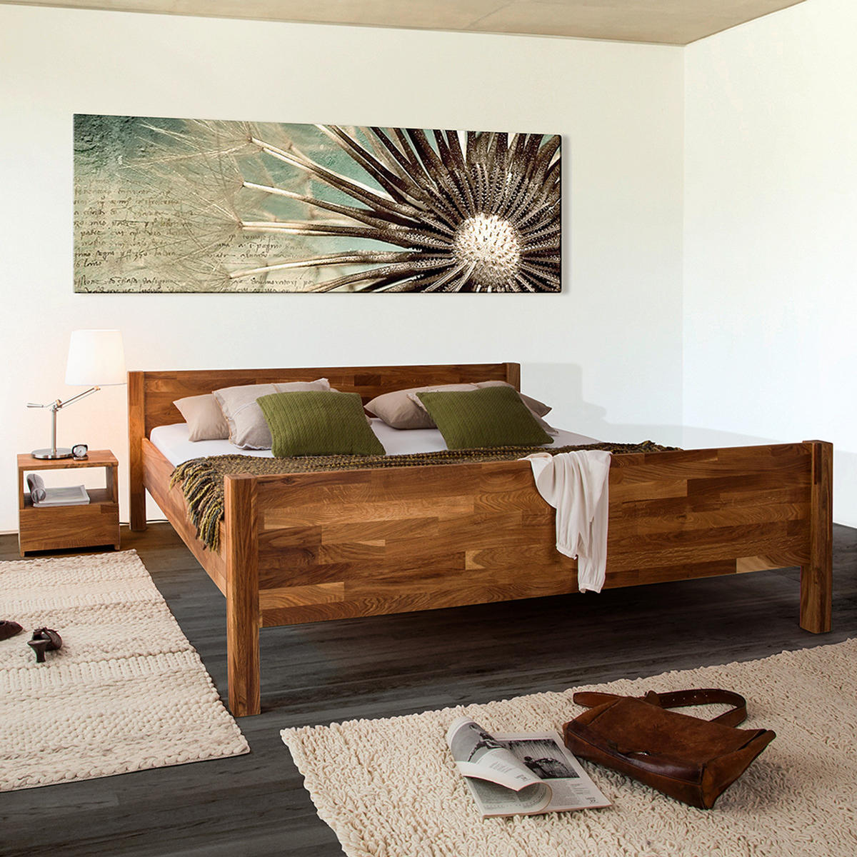 BETT - Massivholz - Eichefarben, Holz (180/200cm) - home24