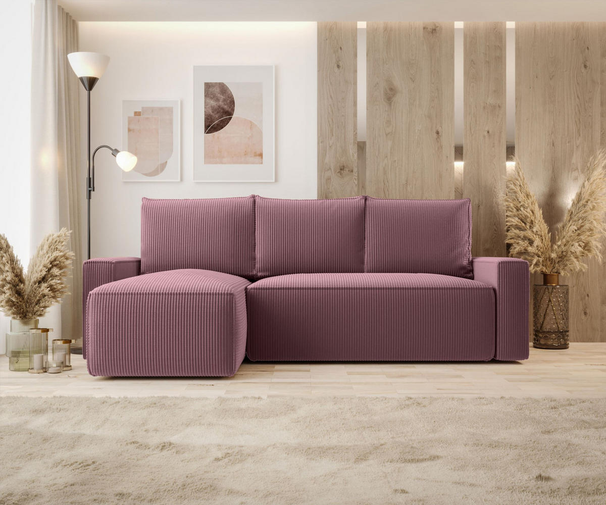 ECKSOFA mit Schlaffunktion SAVIO Poso 130 Links - Flieder, Textil (232/140cm) - Bedante