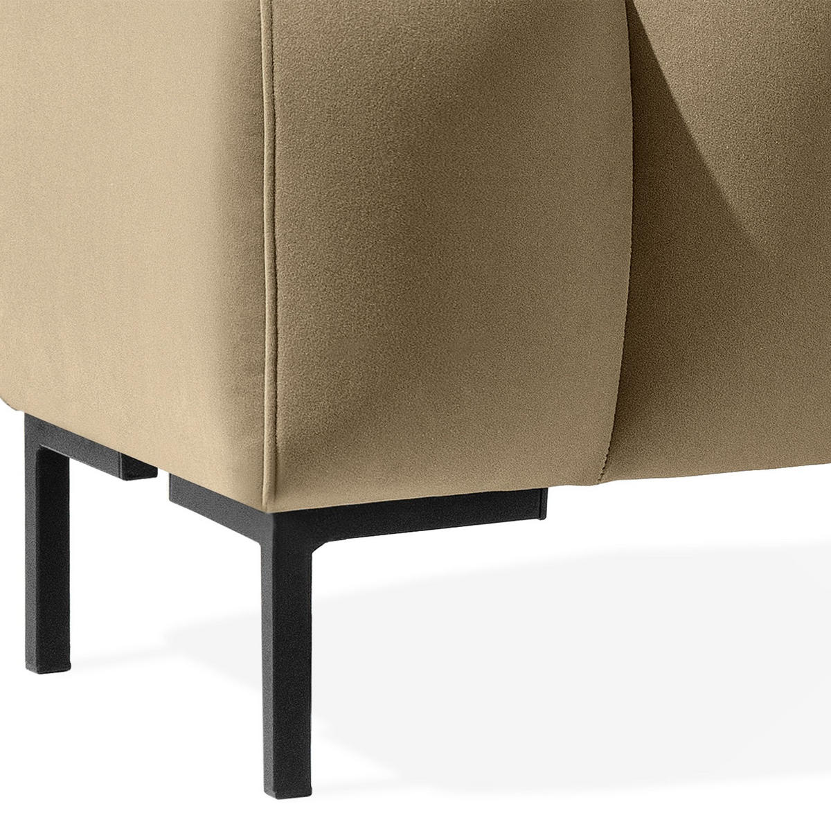 SITZHOCKER Polsterhocker PECCO, Veloursstoff - Creme/Schwarz, Holz/Textil (120/50/50cm) - KONSIMO®