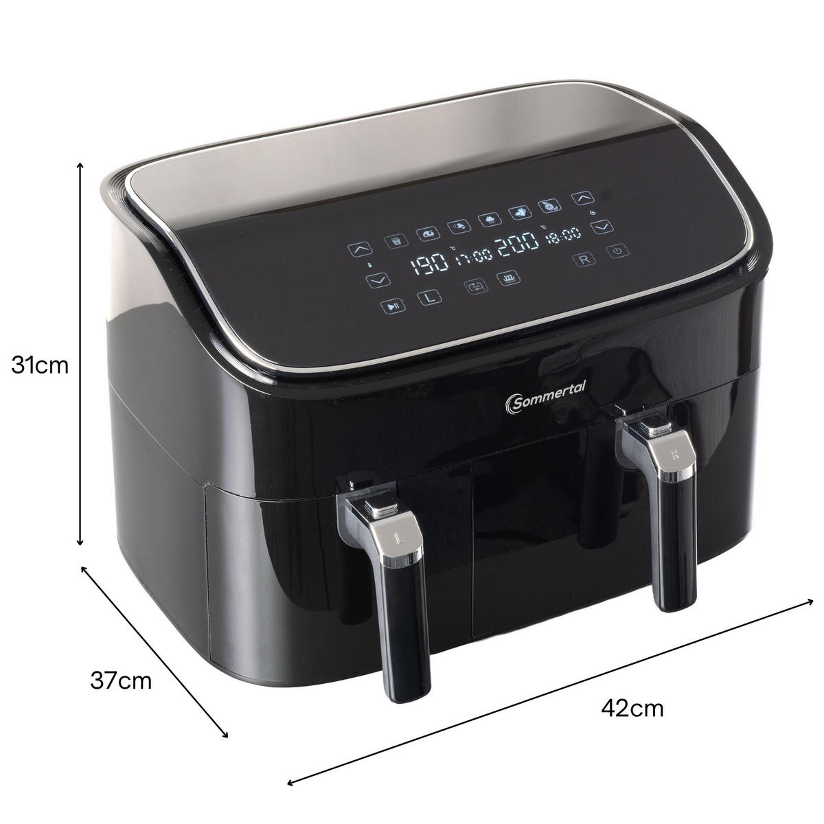 HEISSLUFTFRITTEUSE HF DUAL 900 - Schwarz, Kunststoff (42/31/37cm) - Sommertal