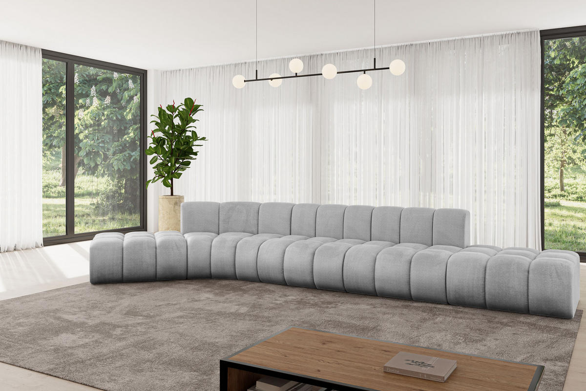 ECKSOFA modulares Sofa Solven-L2 - 471x174x70 cm Grau - Hellgrau, Holzwerkstoff/Textil (471/174cm) - ALTDECOR