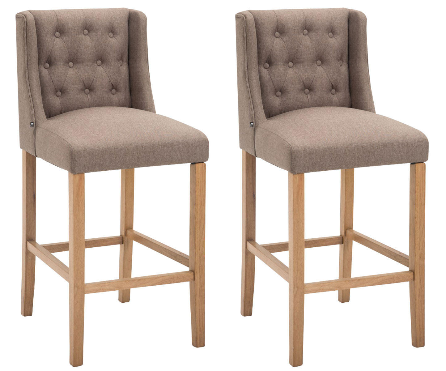 BARHOCKER 2er Set Stoff taupe - Taupe/Naturfarben, Holz/Textil (56/111/51cm) - CLP