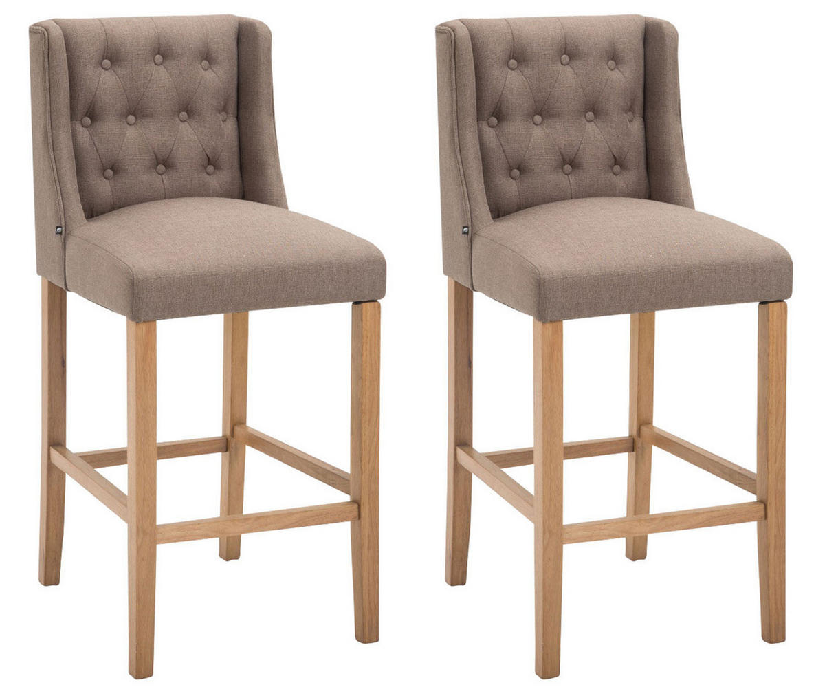 BARHOCKER 2er Set Stoff taupe - Taupe/Naturfarben, Holz/Textil (56/111/51cm) - CLP