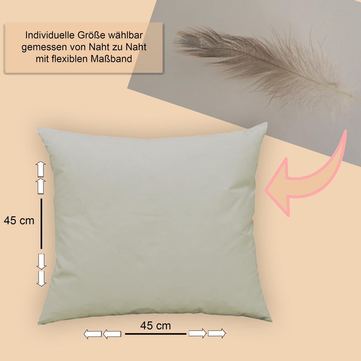 FEDERKISSEN 45/45 cm Baumwolle - Creme, Textil (45/45cm) - TiborTex