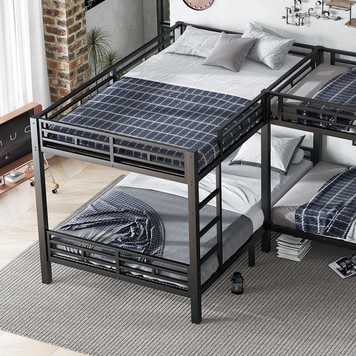 ETAGENBETT 90/200 cm und 140/200 cm Schwarz aus Eisen mit stabilen Lattenrost - Schwarz, Metall (90/200cm) - OKWISH