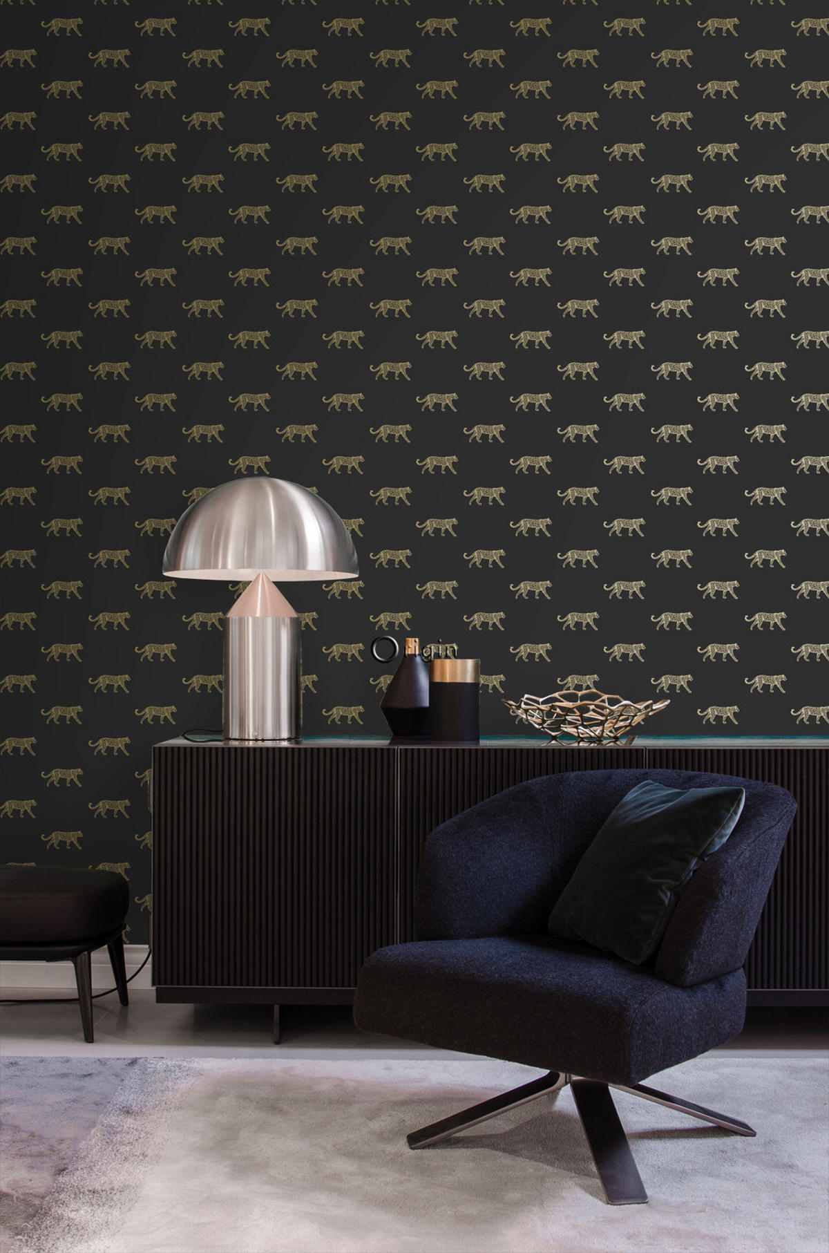 TAPETE Panter 53 cm x 10.05 m - Schwarz, Papier (53/1000cm) - Origin Wallcoverings