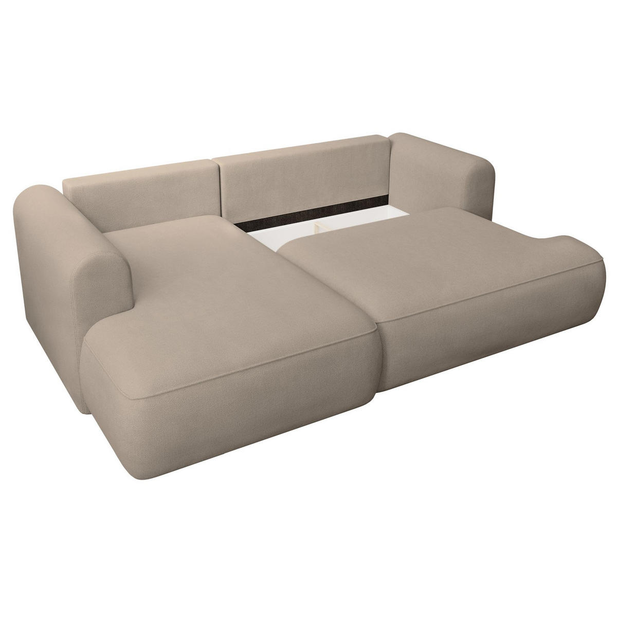 ECKSCHLAFSOFA Ovo Mini Greige Easy-Clean-Chenille-Bezug - Taupe/Schwarz, Kunststoff/Textil (238/156cm) - Selsey