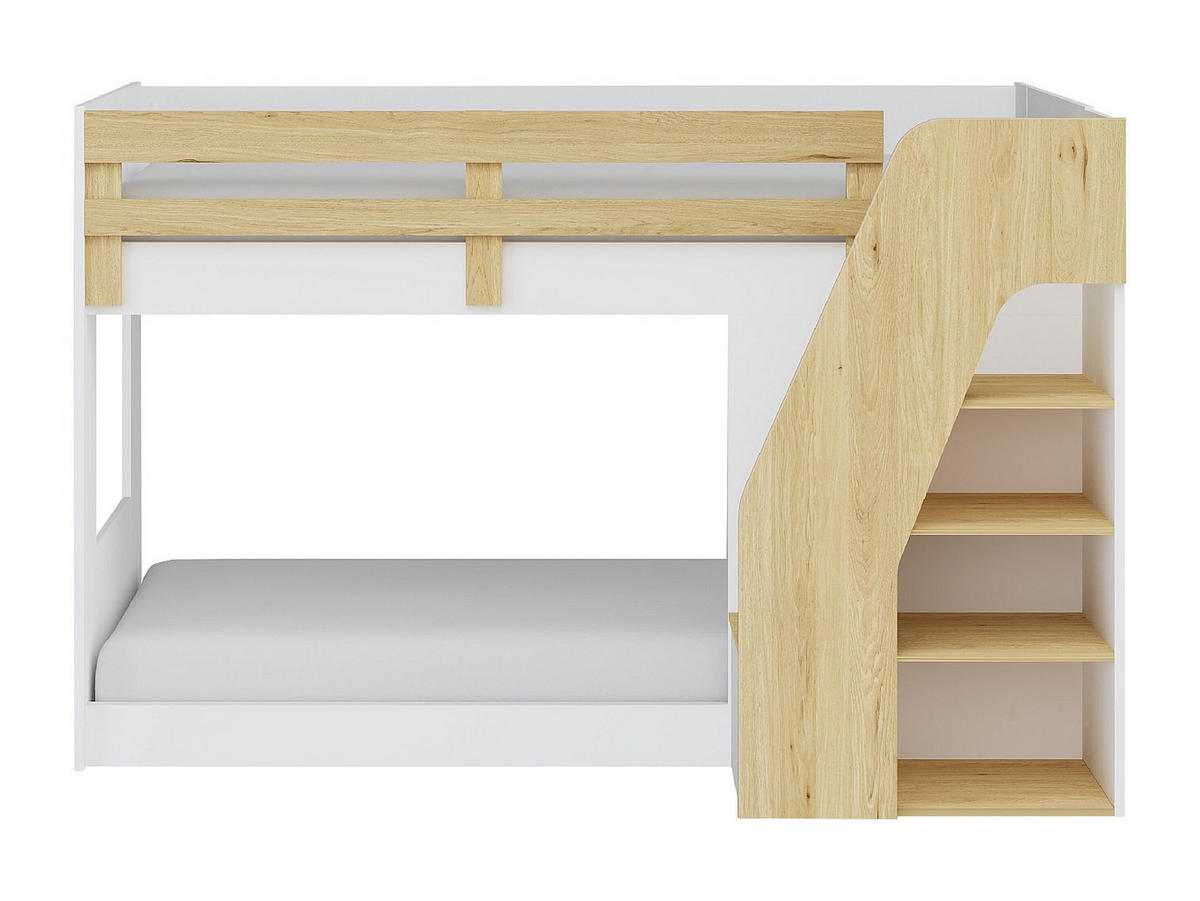 ETAGENBETT - 2 Personen - Holz, Platte - Naturfarben Hell, Weiß - - Naturfarben/Weiß, Holz (90/190cm) - Vente-Unique