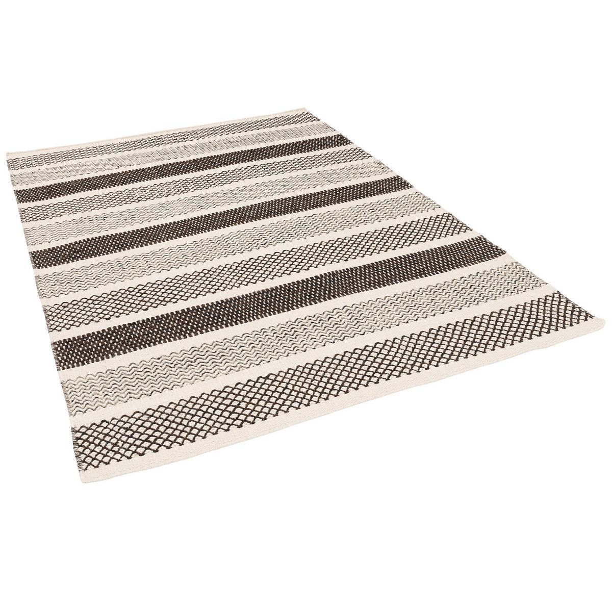 NATUR TEPPICH WOLLE RANA STREIFEN - Creme/Braun, Textil (160/230cm) - Pergamon