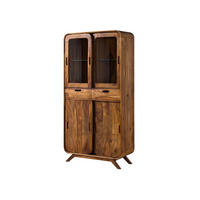 VITRINE Sheesham 90x40x180 hellbraun lackiert MAILAND #115 - Braun, Holz (90/180/40cm) - Massivmoebel24