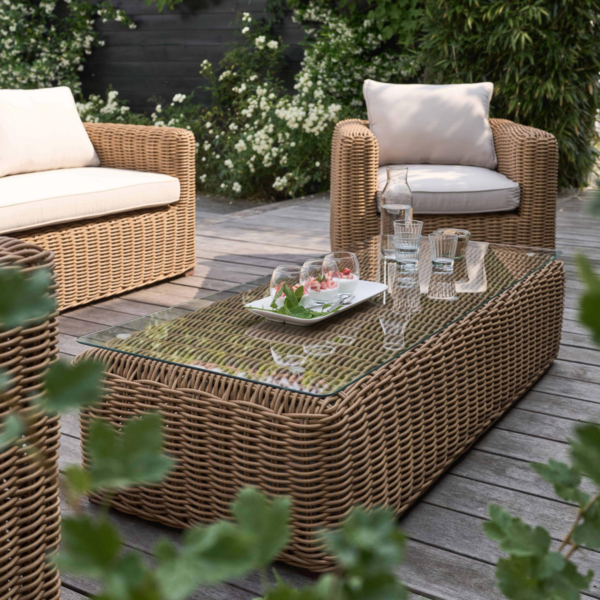 GARTEN-LOUNGEGARNITUR 8-Sitzer, Braun - Braun, Naturmaterialien - Oviala