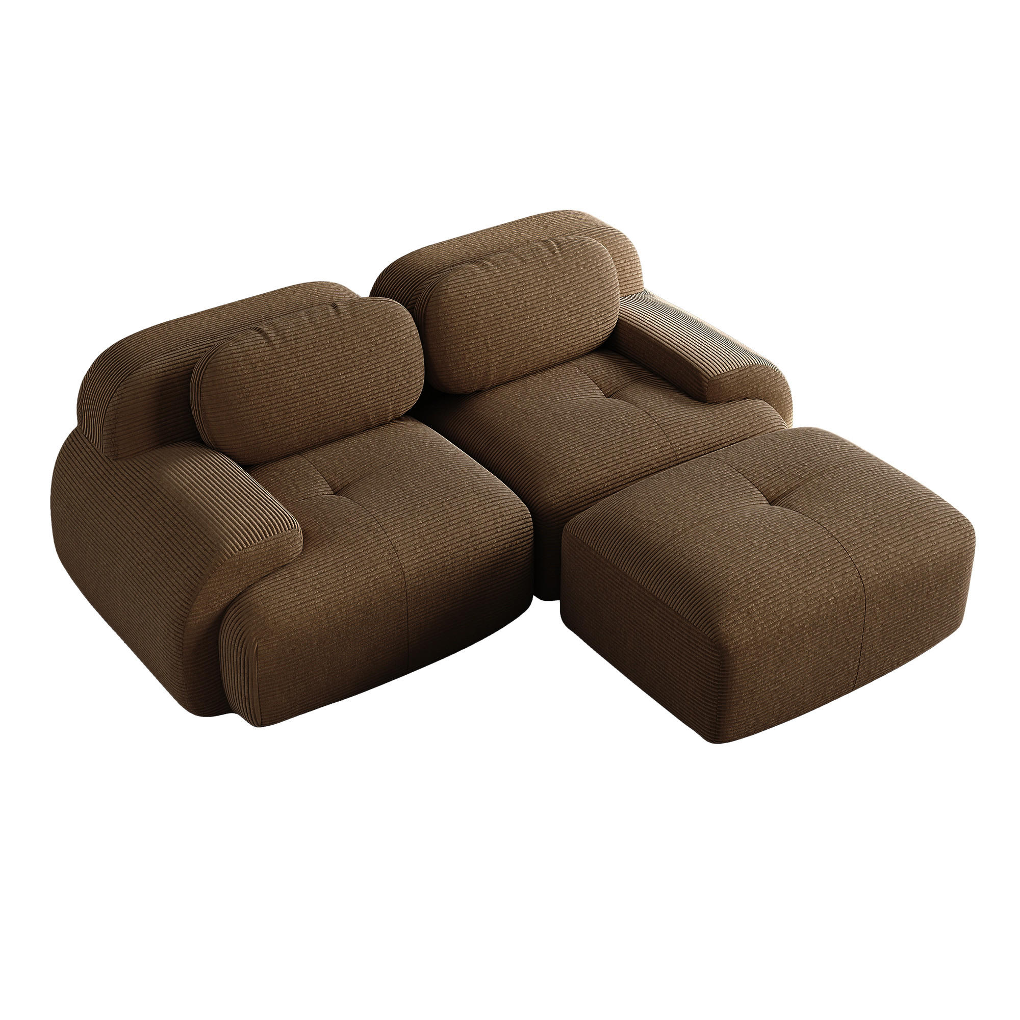 ECKSOFA DE-34025 modular mit gebogenen Armlehnen Braun - Braun, Textil (178/208cm) - ComfortXL