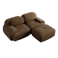 ECKSOFA DE-34025 modular mit gebogenen Armlehnen Braun - Braun, Textil (178/208cm) - ComfortXL