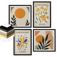 WANDBILDER 4er-Set - 50x50 cm & 40x60 cm Schwarzer Rahmen - Blumenposter Paris Mailand - Schwarz, Kunststoff (50/50cm) - ArtPrintCave