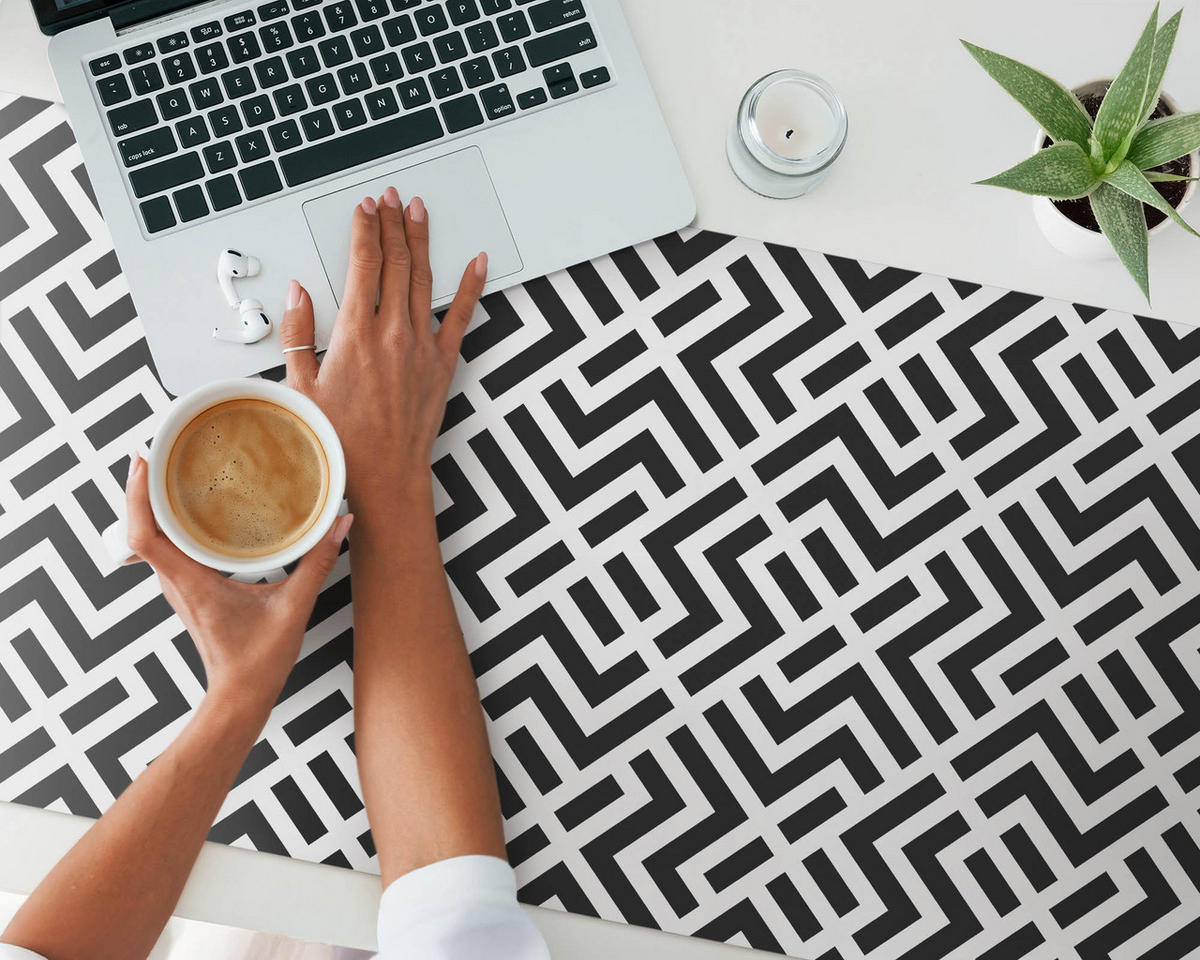 SCHREIBTISCHUNTERLAGE 120x60 cm Schwarz-Weiß - Schwarz, Kunststoff (1.6/120/60cm) - Wallfluent