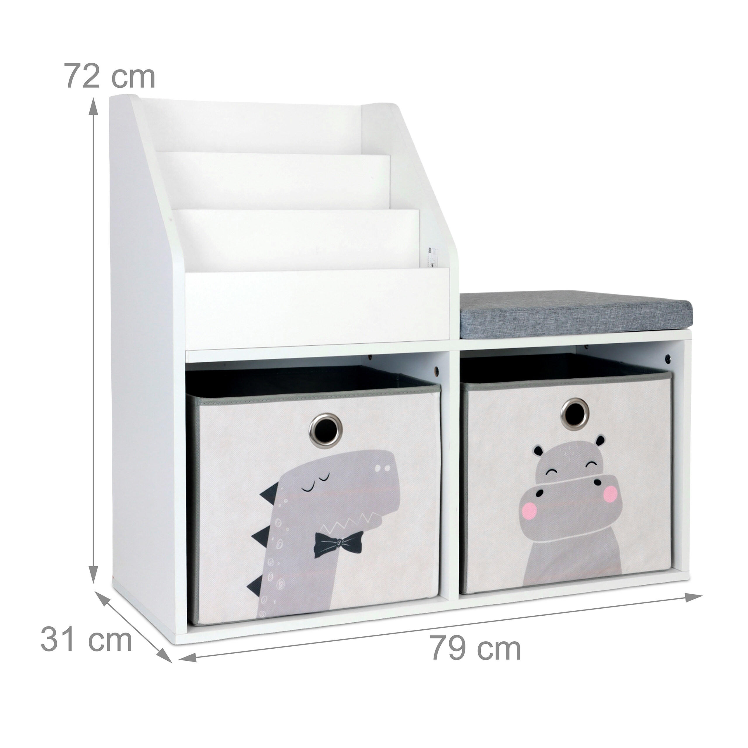 Thumbnail - Relaxdays Kinderbank, Mehrfarbig, Holzwerkstoff, Textil, 79x72x31 cm, Kinder- & Jugendzimmer, Kindermöbel, Kindersitzmöb...