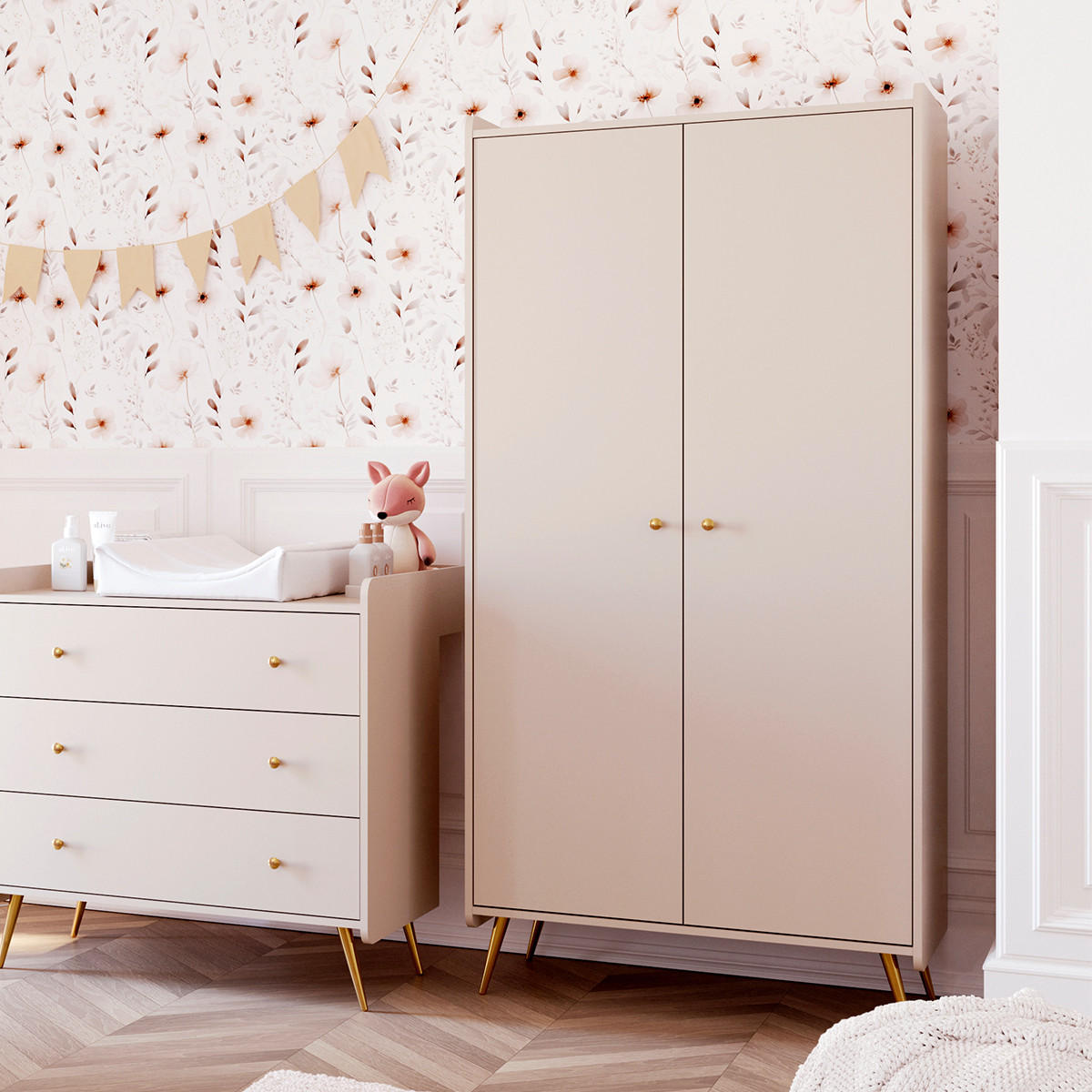 SCHRANK 2 Türen Lunea Kaschmir - Beige, Holzwerkstoff (90/188/50.2cm) - Petits-meubles