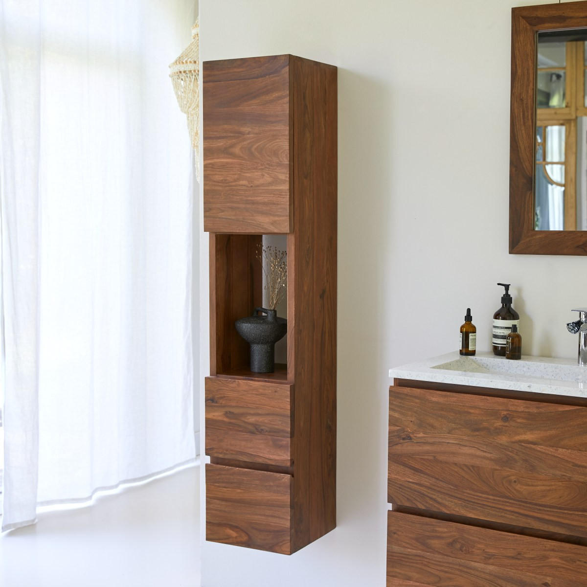 HOCHSCHRANK Nova Braun aus Palisander - Braun, Holz (30/147/30cm) - Tikamoon