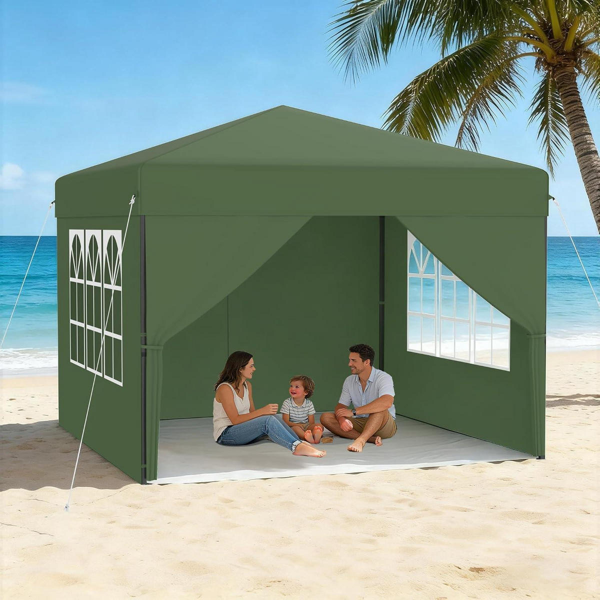 FALTPAVILLON 3x3 m mit Seitenwänden Grün - Grün, Textil (300/260/300cm)