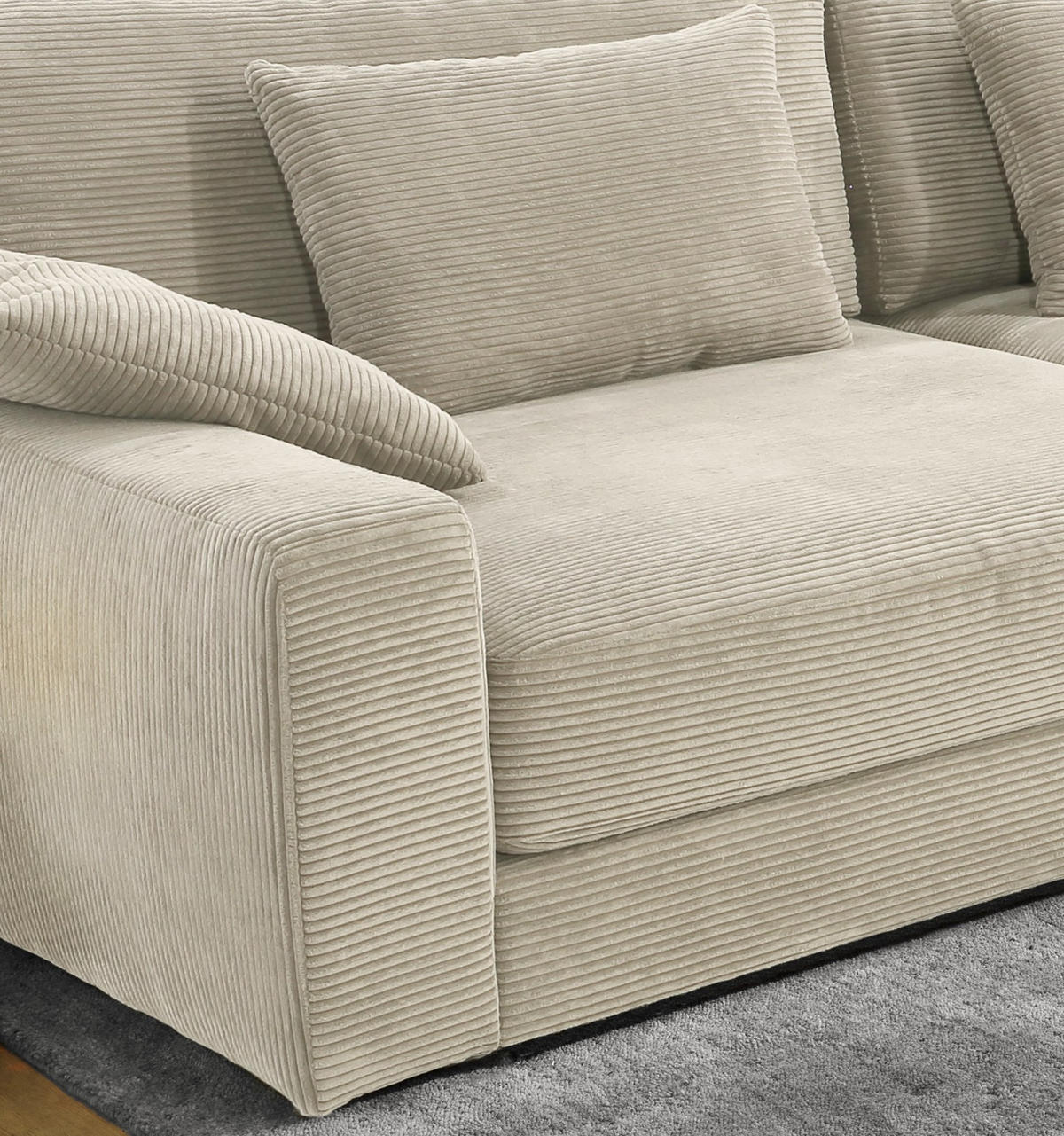 BIG-SOFA mit Federkern B290/T135/H90 cm extratief, Liegefläche 122x240 cm, Cord Beige Grau / 15251 - Greige/Beige, Kunststoff/Textil (290/90/135cm) - luma-home