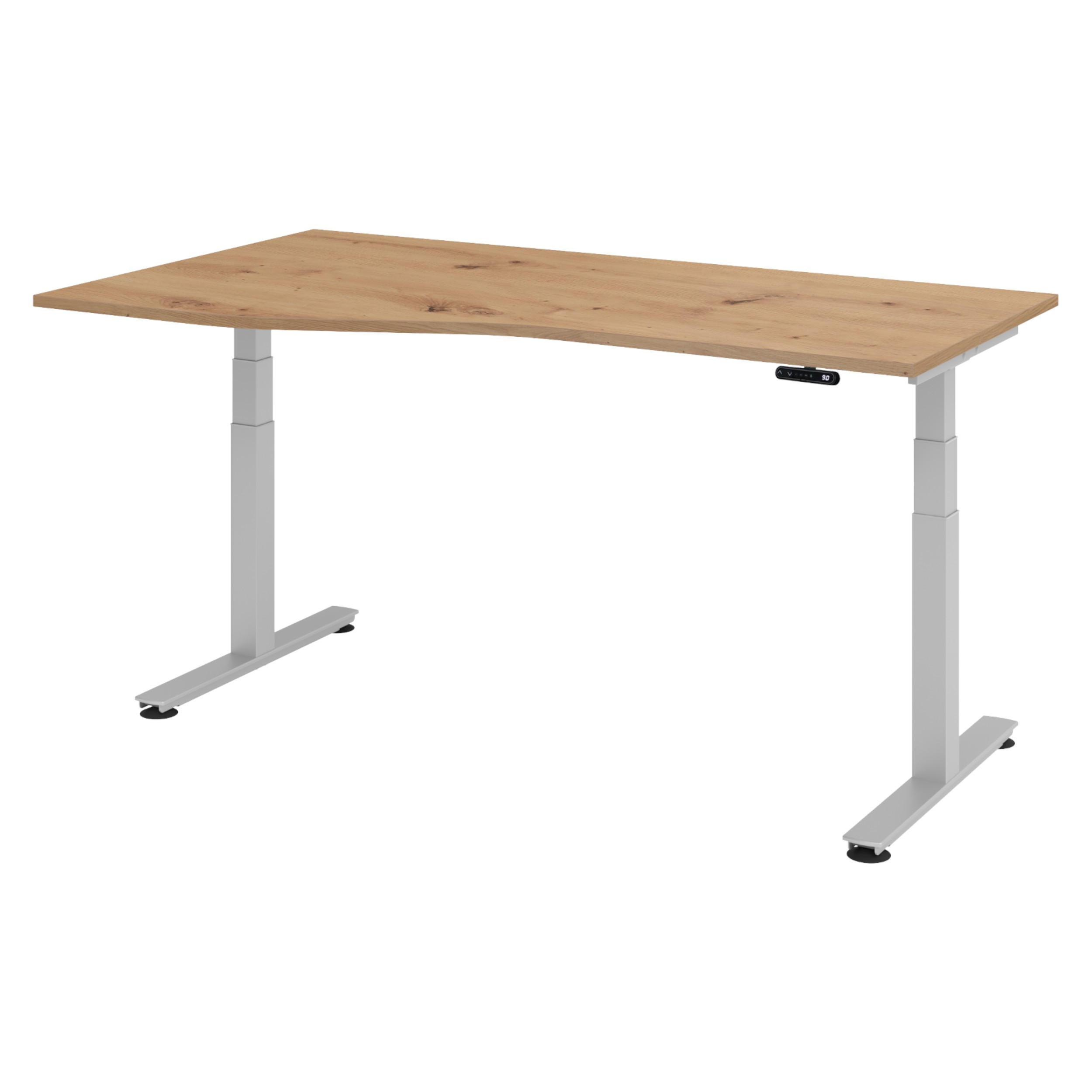 bümö Schreibtisch Wildeiche, Silber 180x74x100 cm