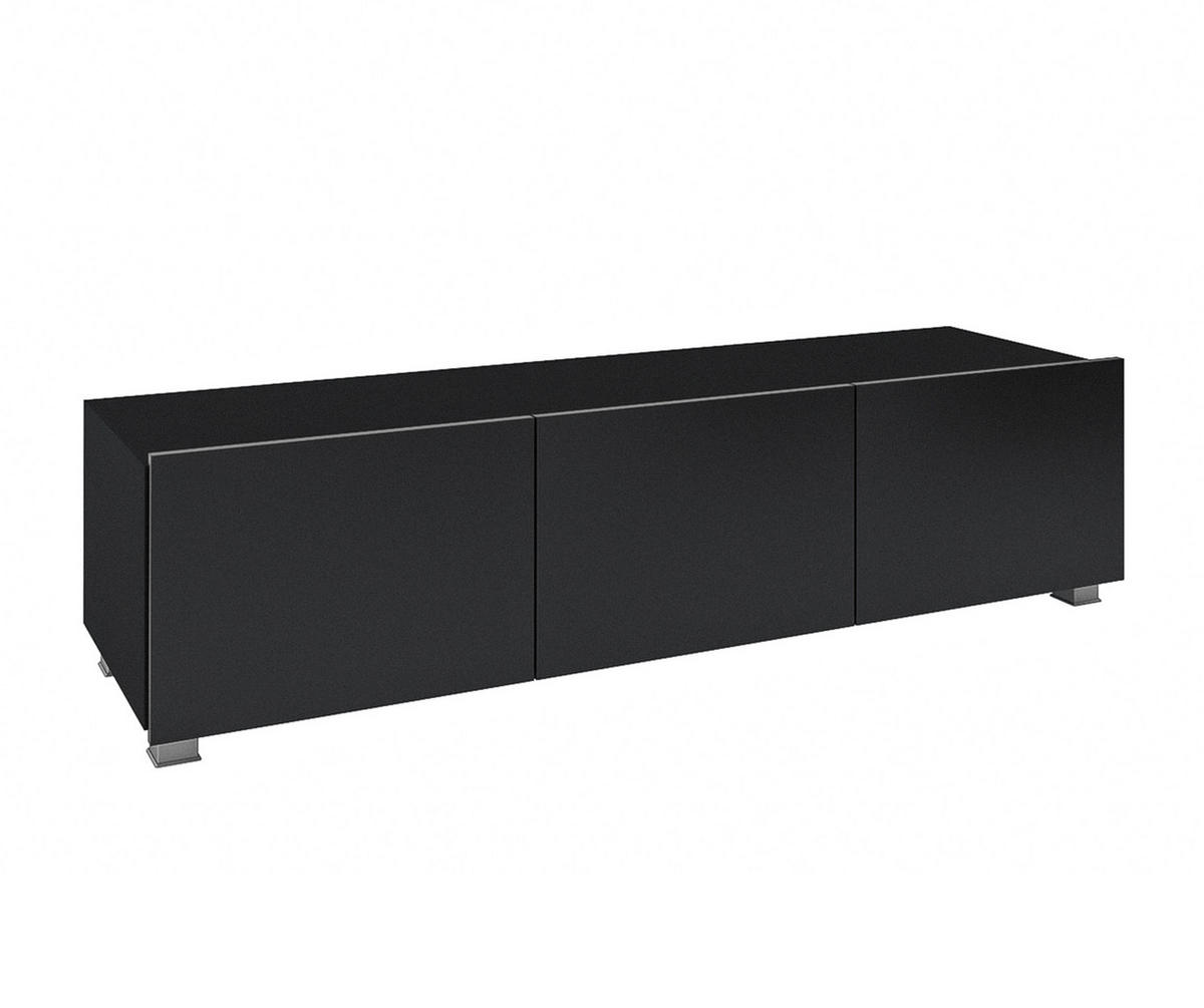 WOHNWAND Kossana 11 Schwarz 300/142/43 cm Design - Schwarz, Holzwerkstoff/Kunststoff (300/142/43cm) - AX Living