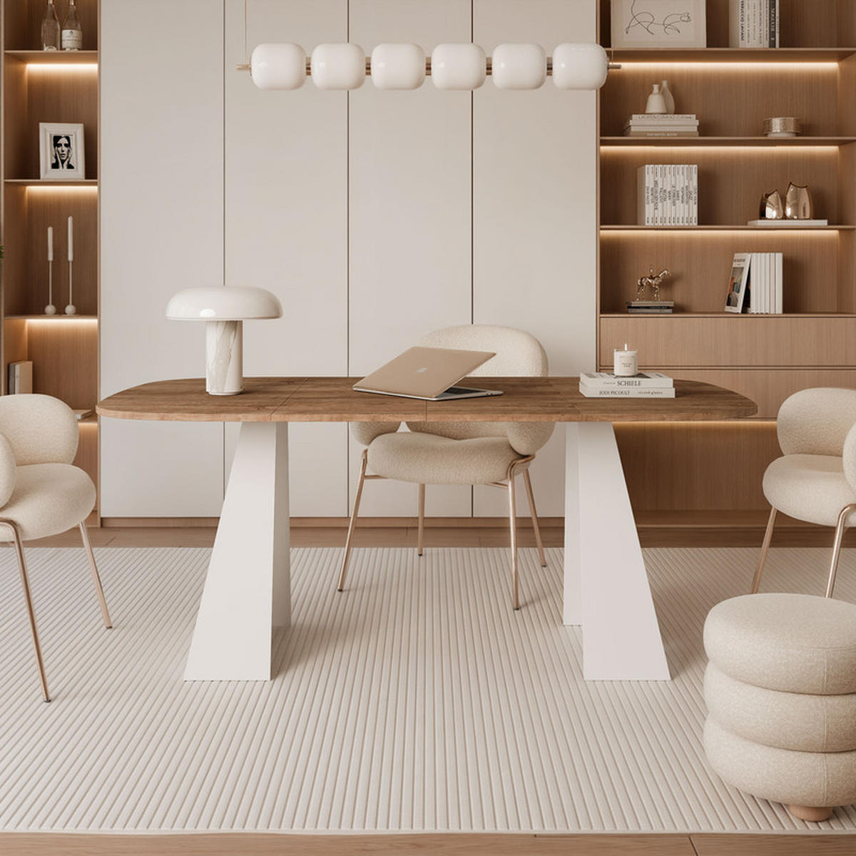AUSZIEHTISCH ZELO 120/60/76 cm, Weiß / Lefkas-Eiche - Weiß/Eiche San Remo, Holzwerkstoff/Metall (60/120/76cm) - Idohome