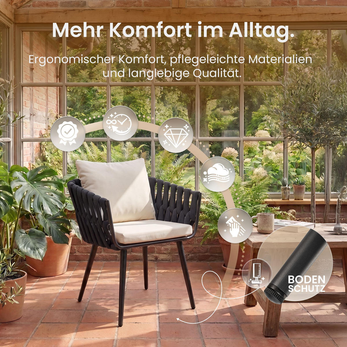 GARTENSTUHL Metall Creme - Creme, Metall (61/43/56cm) - CLP